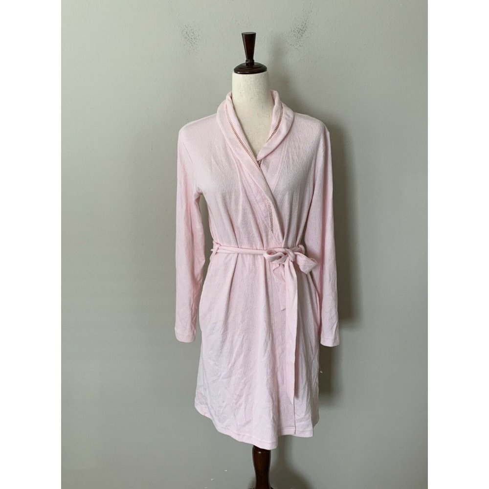 NEW! Charter Club Women's Sz S Shawl-Collar Long Sleeves Wrap Robe Pink